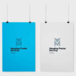 3 Shots of Hanging Poster Mockup