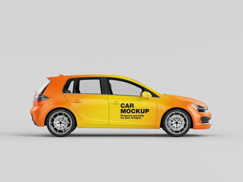 3 Shots of Hatchback Car Mockup
