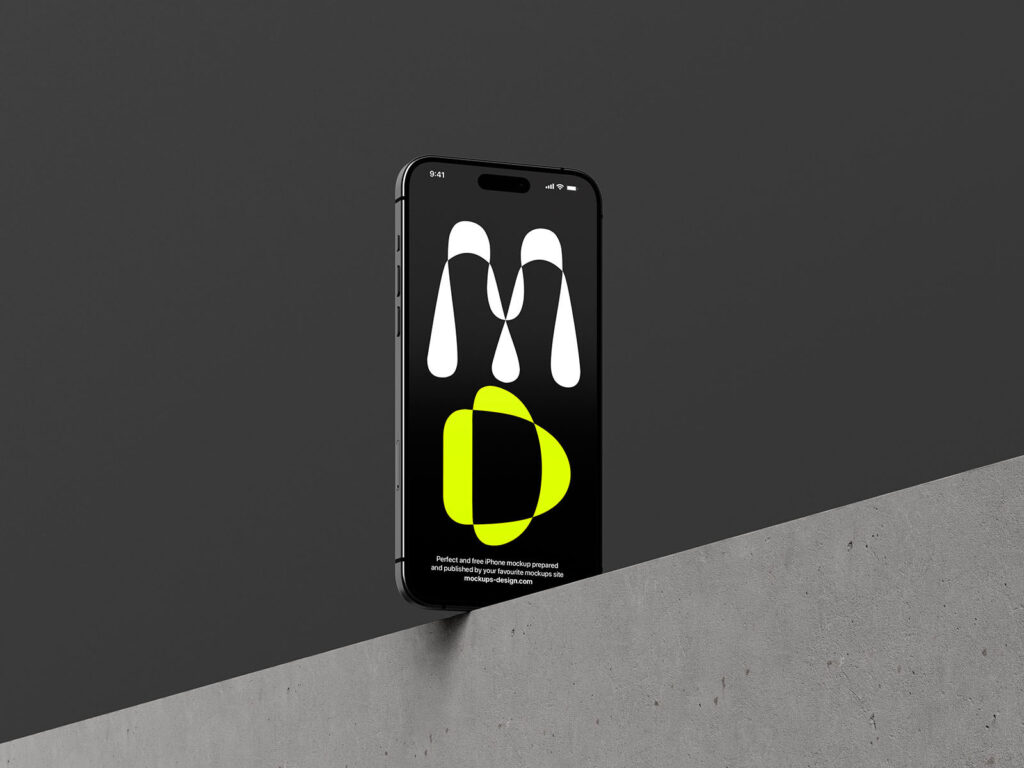 3 Shots of iPhone 15 Mockup on Concrete Background