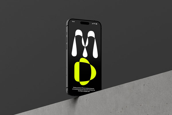 3 Shots of iPhone 15 Mockup on Concrete Background