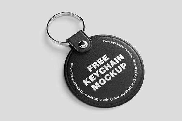 3 Shots of Leather Keychain Mockup