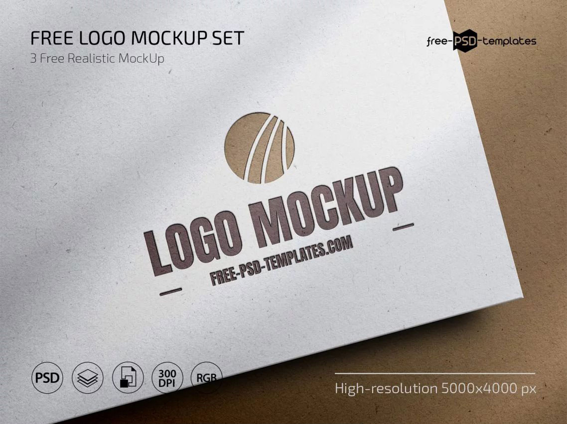 3 Shots of Logo Mockup FREE PSD