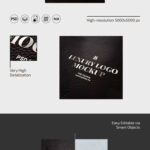 3 Shots of Logo Mockup on Leather mockup preview