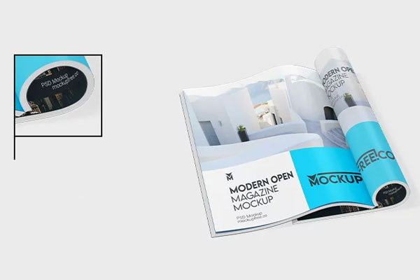 3 Shots of Open Magazine Mockup