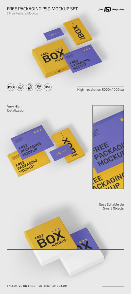 3 Shots of Packaging Mockup