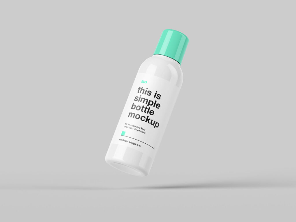 3 Shots of Plastic Bottle Mockup with Round Screwcap