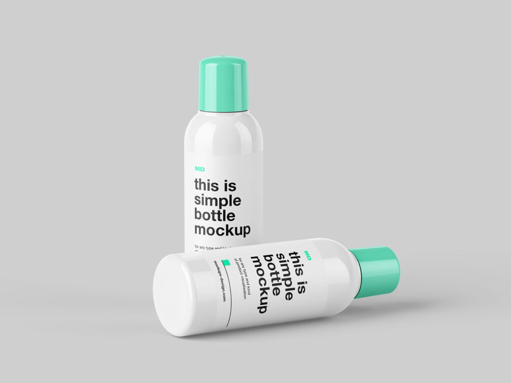 3 Shots of Plastic Bottle Mockup with Round Screwcap