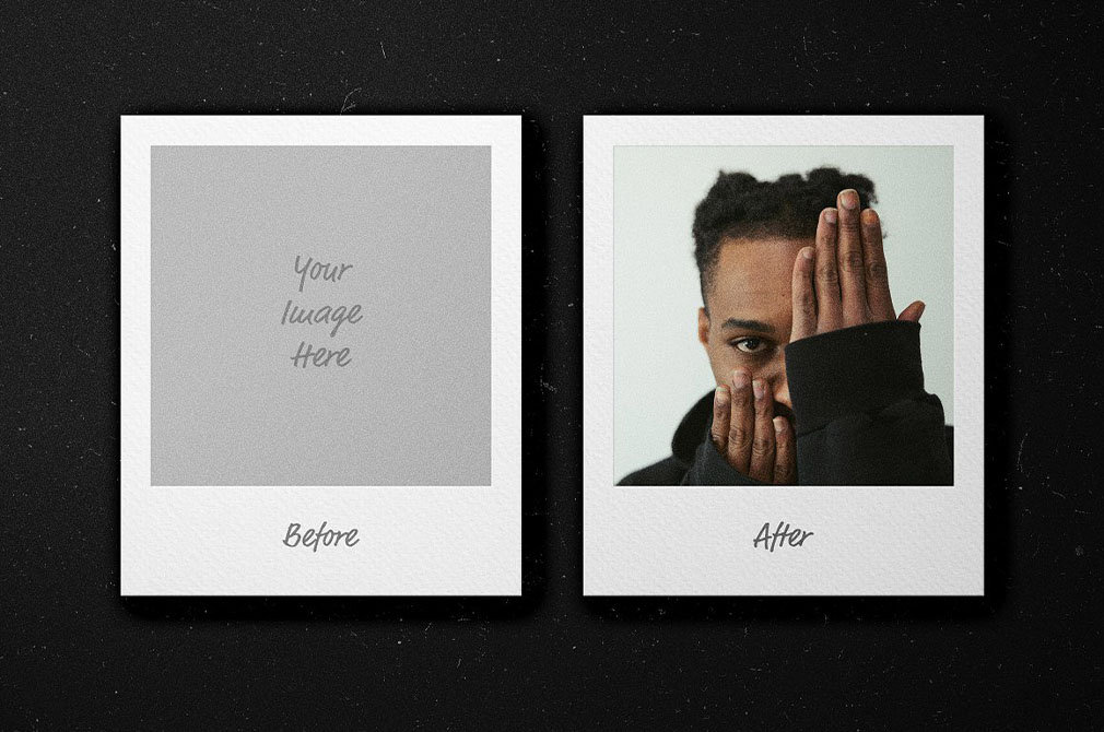 3 Shots of Polaroid Frame Mockup