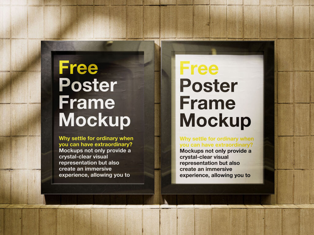 3 Shots of Poster in Frame Mockup