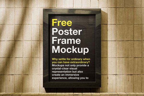 3 Shots of Poster in Frame Mockup