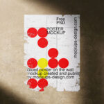 3 Shots of Poster Mockup Glued to Wall