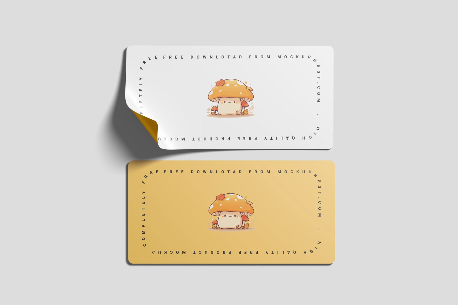 Free 3 Shots of Rectangle Sticker Mockup in Facing Sight PSD Template