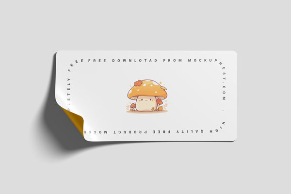 3 Shots of Rectangle Sticker Mockup in Facing Sight