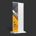 3 Shots of Roll Up Stand Mockup