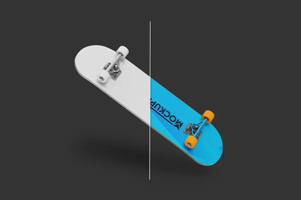 3 Shots of Skateboard Mockup mockup preview