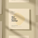 3 Shots of Square Flyer Mockup