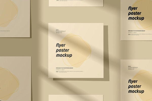 3 Shots of Square Flyer Mockup