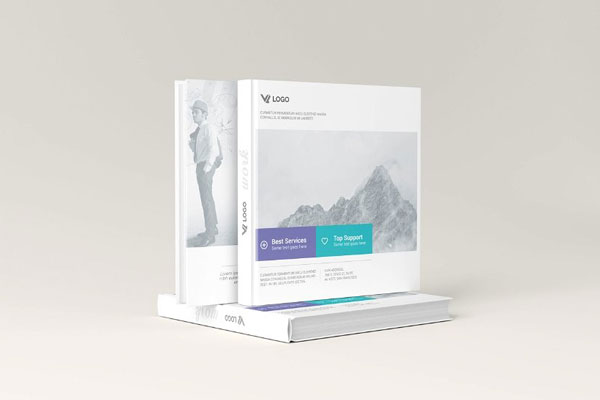 3 Shots of Square Hardcover Book Mockup