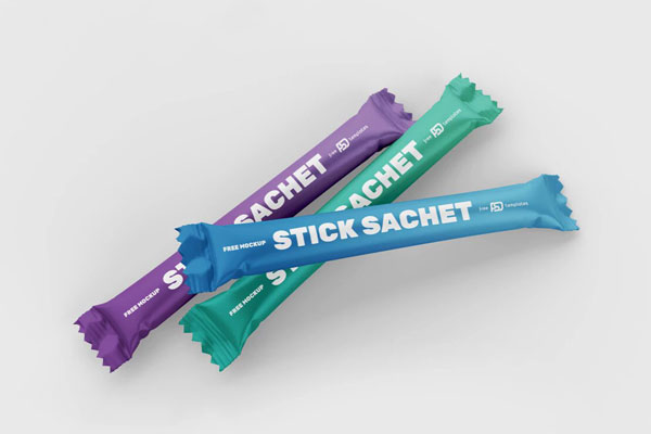 3 Shots of Stick Sachet Mockup