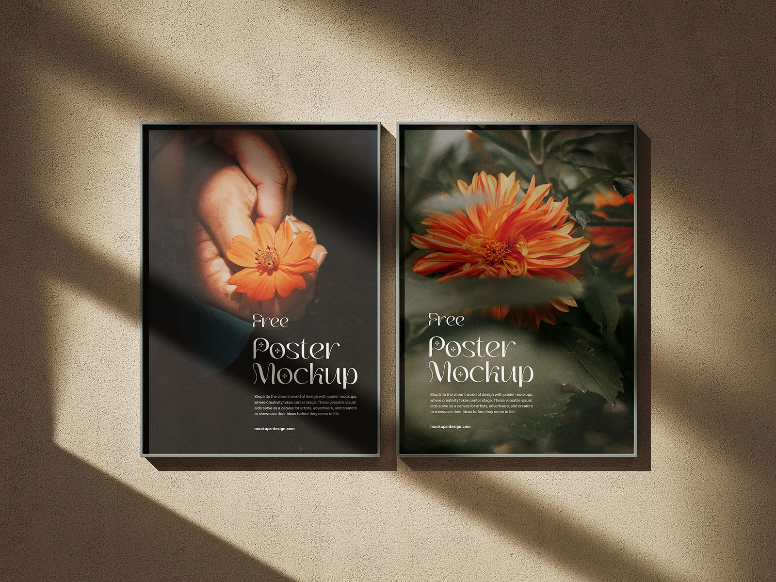 Free 3 Shots of Thin Poster Frames Mockup on Wall with Shadows PSD Template