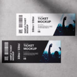 3 Shots of Tickets Mockup on Concrete Background