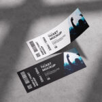 3 Shots of Tickets Mockup on Concrete Background