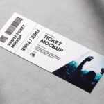3 Shots of Tickets Mockup on Concrete Background
