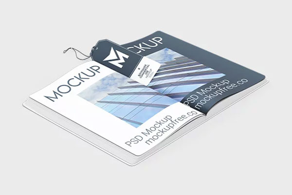 3 Showcases of Bookmark Mockup with Hardcover Book