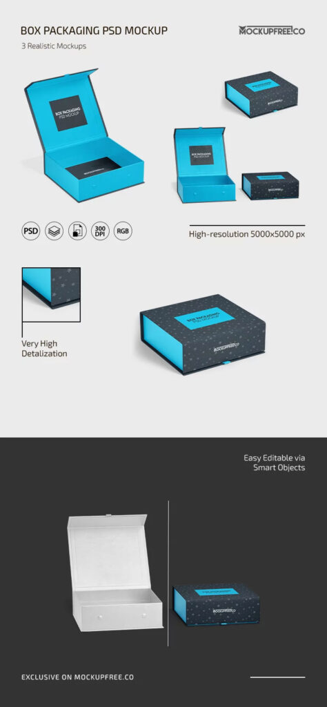 3 Showcases of Box Mockup
