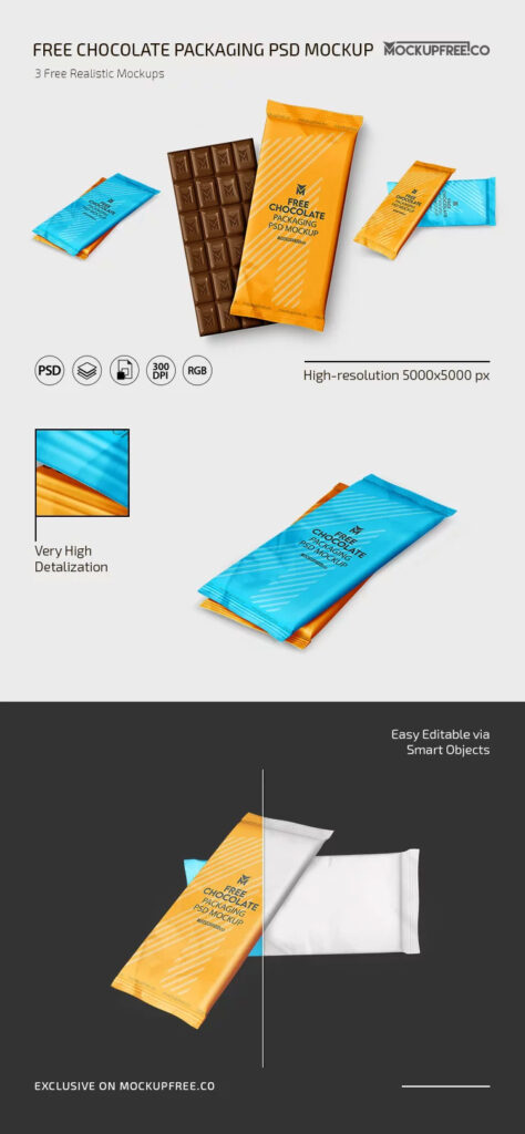 3 Showcases of Chocolate Packaging Mockup