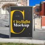 3 Showcases of City Light Outdoor Advertisement Mockup