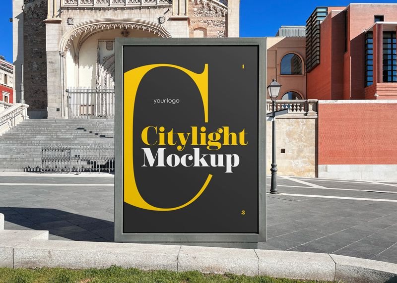 3 Showcases of City Light Outdoor Advertisement Mockup