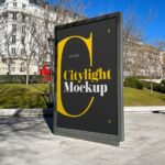 3 Showcases of City Light Outdoor Advertisement Mockup