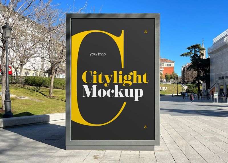 3 Showcases of City Light Outdoor Advertisement Mockup FREE PSD