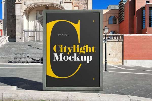 3 Showcases of City Light Outdoor Advertisement Mockup