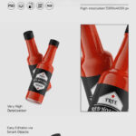 3 Showcases of Cylindrical Red Hot Sauce Bottle Mockup