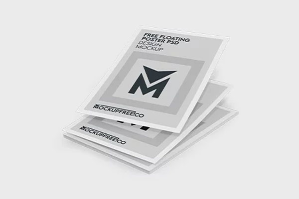 3 Showcases of Floating Poster Mockup