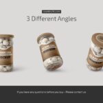 3 Showcases of Glass Jar Mockup with Champignons