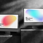 3 Showcases of iMac Mockup with Shadows mockup preview