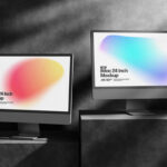 3 Showcases of iMac Mockup with Shadows mockup preview