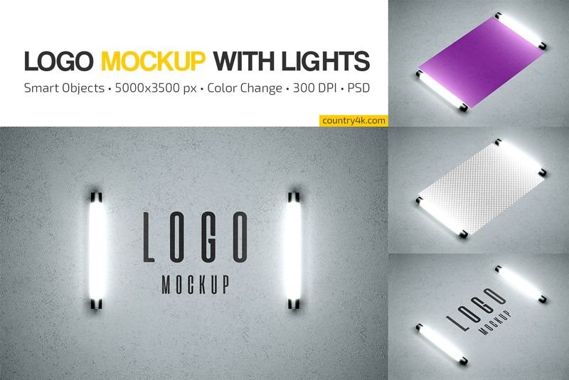 3 Showcases of Logo Mockup with Lights