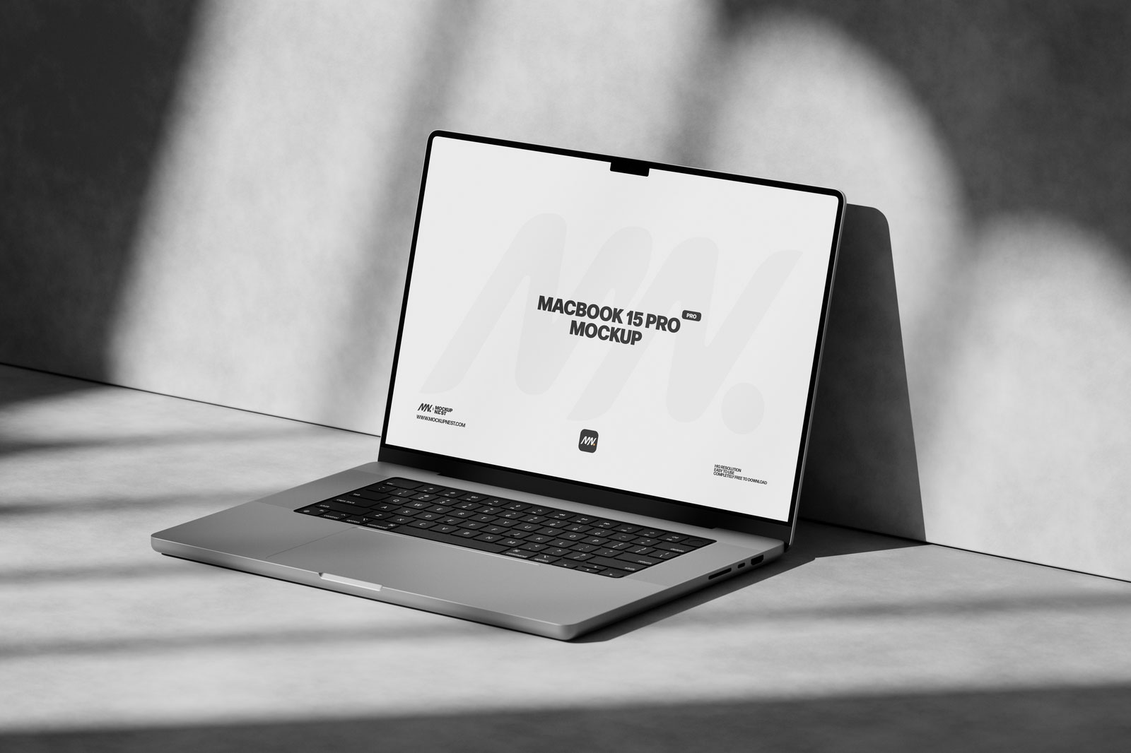 Free 3 Showcases of MacBook Pro Mockup with Shadows PSD Template