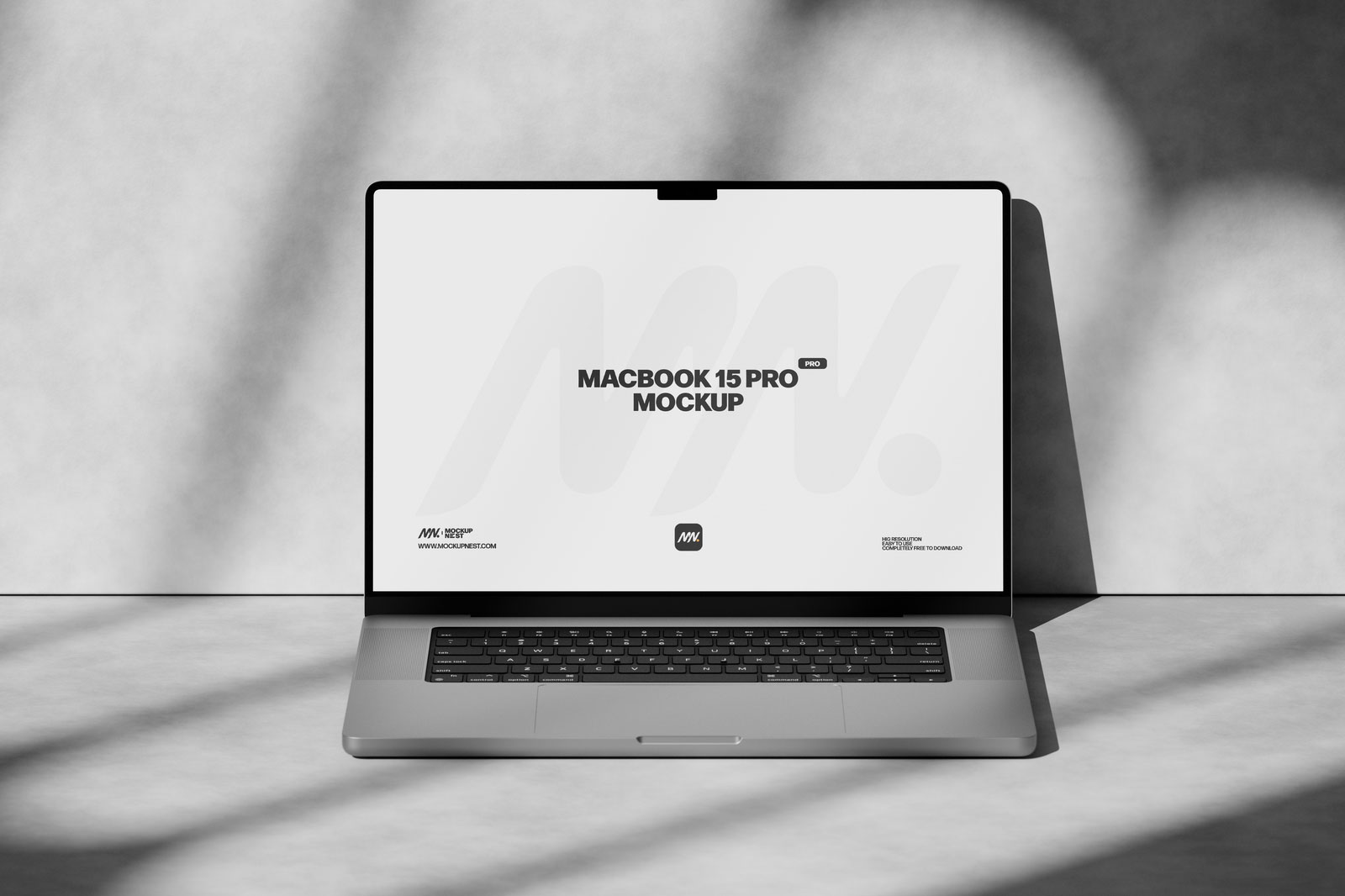 Free 3 Showcases of MacBook Pro Mockup with Shadows PSD Template