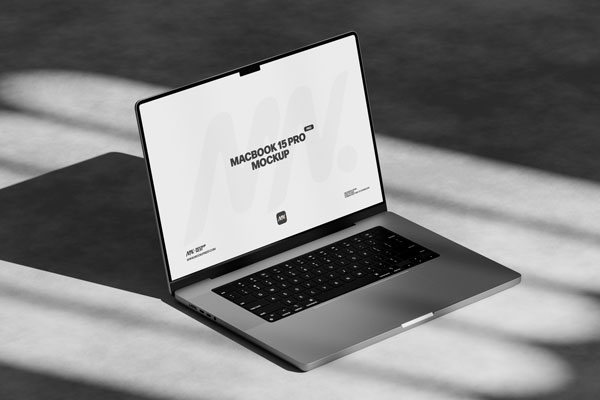 3 Showcases of MacBook Pro Mockup with Shadows