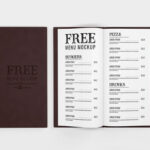 3 Showcases of Menu Mockup with Leather Cover