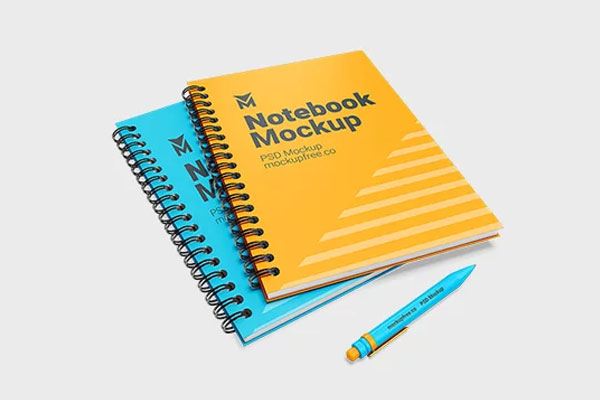3 Showcases of Notebook Mockup with Pen