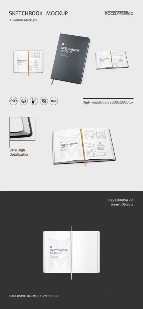 3 Showcases of Sketchbook Mockup