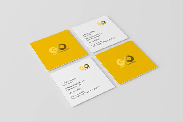 3 Showcases of Square Business Cards Mockup
