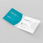 3 Showcases of Square Folded Business Card Mockup