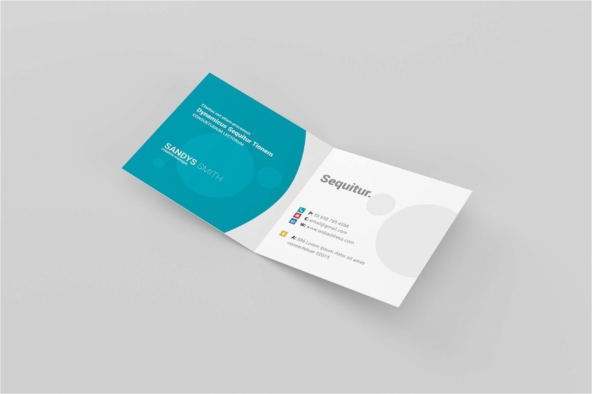 3 Showcases of Square Folded Business Card Mockup